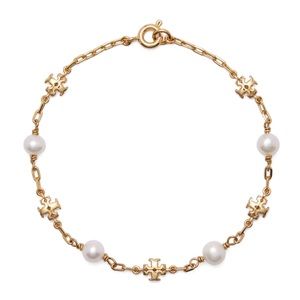 TORY BURCH • Kira Logo Chain Pearl Bracelet